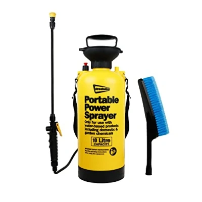 Image of Streetwize 10L Portable Power Washer Sprayer, Hand Operated Pump Sprayer Garden Bike Cleaner Car Brush &amp; Hose Included (SWPW2)