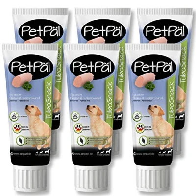 Image of PetPäl Dog Liver Sausage “TuboSnack“ Grain &amp; Sugar Free Premium Treats Natural Snack for Your From the Tube: Easy to Dose Clean Hands Also Great Puppies 6x 75g Made in Germany