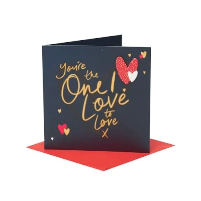 Image of UK Greetings Valentine&#039;s Day Card For The One I Love Golden Font Design