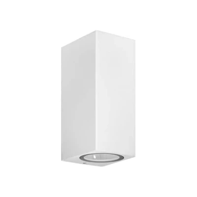 Image of Outdoor Wall Light &#039;Tetje&#039; dimmable (Modern) in White Made of Aluminium (2 Sources, GU10) from PRIOS lamp for Exterior/Interior Walls, House, Terrace und Balcony