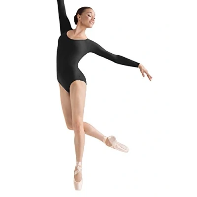 Image of Bloch Dance Women&#039;s Lepsi Microlux Long Sleeve Leotard, Black, Small