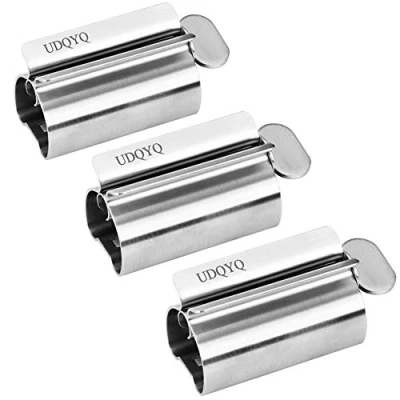 Image of Toothpaste Squeezer 3 Pack Metal Tube Stainless Steel Wringer UDQYQ seat Holder Stand(Gloss Finish Silver)