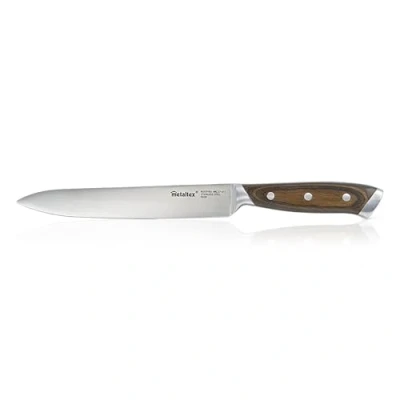 Image of Metaltex Heritage Professional Carving Knife 33cm Long Sharp Blade, Stainless Steel Meat Ergonomic Wooden Handle for Effortless Slicing, Roast Beef, Pork Cuts &amp; White Meats