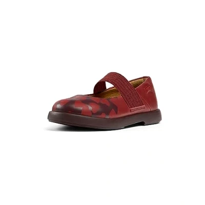 Image of Camper DUET Twins Ankle strap ballet pumps for kids, Size: 9.5K, Burgund Leather