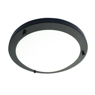 Image of Spa 310mm Delphi Flush Ceiling Light Opal Glass and Satin Black