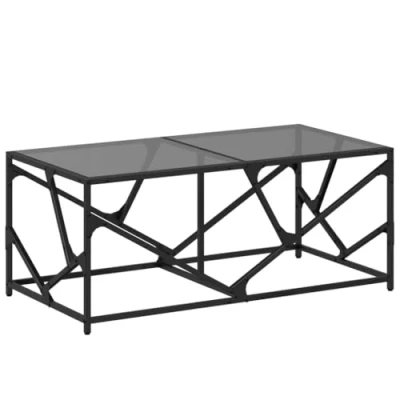 Image of vidaXL Coffee Table with Black Glass Top 98.5x50x41 cm Steel
