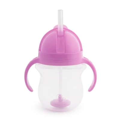 Image of Munchkin Click Lock Tip &amp; Sip Straw Cup Baby Toddler Sippy Cups with BPA Free Leakproof Dishwasher Safe Weighted Bottles 7oz/207ml Purple