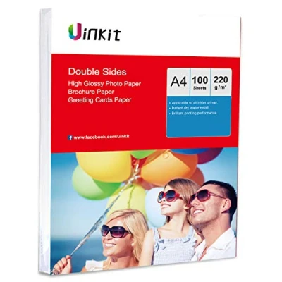 Image of A4 Double Sided Glossy Photo Paper Uinkit 100 Sheets 220gam for Inkjet Printing Only