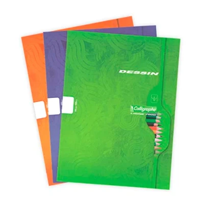 Image of Calligraphe 7553C Un lot de 10 cahiers Dessin (gamme 7000 Clairefontaine) 32 Pages 24x32 cm 120g unies blanches, couverture Carte Offset, Couleurs assorties