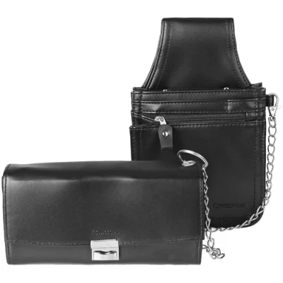 Image of SWISSONA Black Server Bag Wallet, Stand, Cradle, Black, Set sacoche de serveur avec Porte monnaie