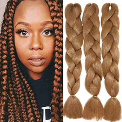 Image of 24&quot; Braiding Hair Extension Jumbo Braids Synthetic 3bundles/pack Kanekalon Crochet Afro Box Braid Heat Resistent (Auburn)