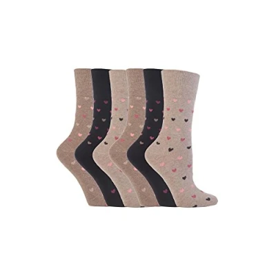 Image of 6 Pairs Ladies Gentle Grip No Elastic Socks 4 8 uk, 37 42 eur (GG48)