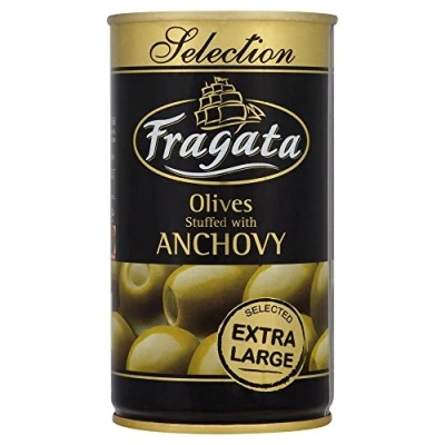 Image of Fragata Anchovy Stuffed Extra Large Olives in Brine (350g) Pack of 6