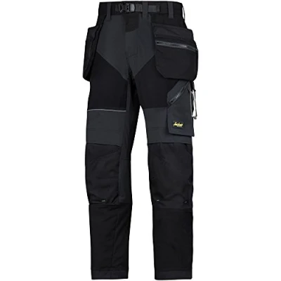 Image of Snickers FlexiWork Work Trousers+ Holster Pockets Black/Black 52
