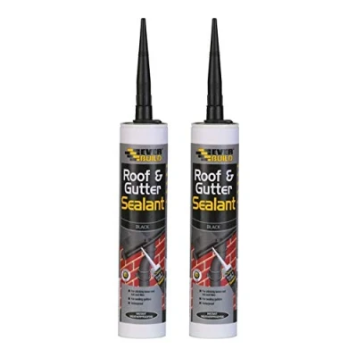 Image of Everbuild 2 X Roof &amp; Gutter Sealant Black 310ml EVBROOFBL