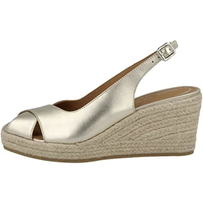 Image of Geox Women&#039;s D Panarea Espadrille Wedge Sandal, Gold, 7.5 UK