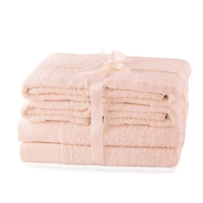 Image of AmeliaHome Amari Hand Towel Set Light Pink 4 Towels 50 x 100 cm and 2 Bath 70 140 100% Cotton Quality Absorbent