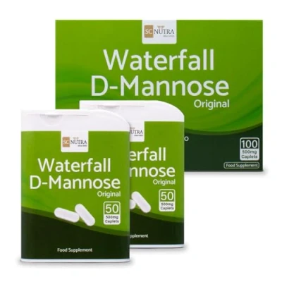 Image of Waterfall D Mannose 100 x 500mg Caplets (Easy to Swallow Tablets) 100% Naturally Sourced from Birch for Healthy Bladder Support Vegan SC Nutra (Sweet Cures)