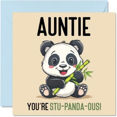 Image of Birthday Cards for Auntie Stu Panda ous Funny Happy Card Aunty from Nephew Niece, Aunt Gifts, 145mm x Joke Greeting Women Her