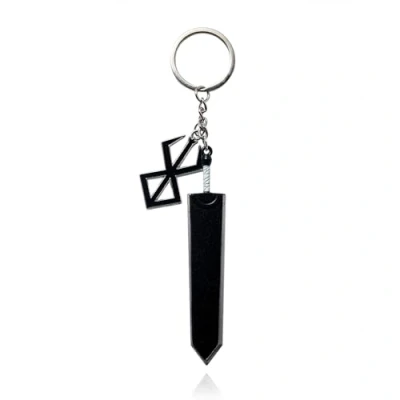 Image of CuNto Game Berserk Guts Sword Keyring Legend Warrior Black Zinc Alloy Pendant Key Chain Weapons Car Men Anime Accessories, black, L