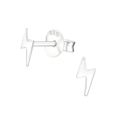 Image of The Rose &amp; Silver Company Women Girls 925 Sterling Tiny Lightning Bolt Stud Earrings