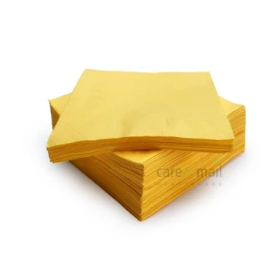Image of Paper Napkins 33cm x 2 Ply Disposable Napkins/Serviettes 100 Pack CarebyMail (Yellow)