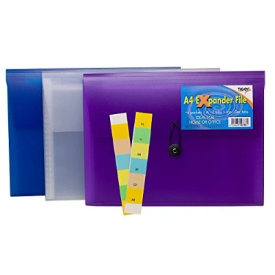 Image of Tiger A4 6 Part Expanding Organiser File With Elastic Closure