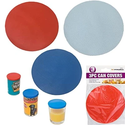 Image of Can Tin Cover Plastic Lid Caps Pet Food Fresh Top Storage Reusable Dog Cat 18491C (3 x Covers)