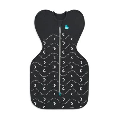 Image of Love To Dream Swaddle Up, Medium 6 8.5 kg, Charcoal Moon, Snug Fit Supports Good Sleep, 1.5 Tog Suitable All Year for (18 24C) Temperature, Machine Washable &amp; Double Zip Easy Nappy Change
