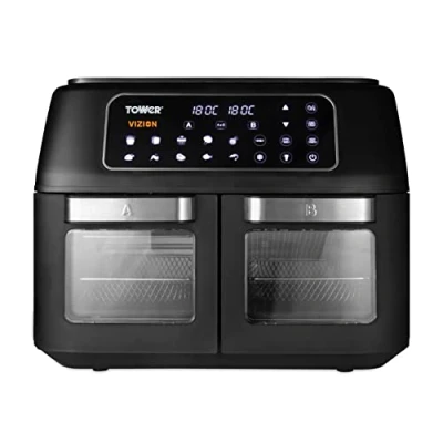 Image of Tower Vortx Vizion 11L Double Stand alone 2400 W Hot air fryer Black