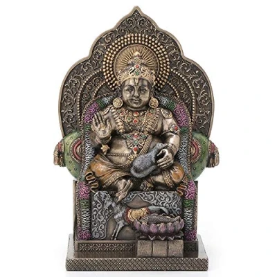 Image of Veronese Design 7.4 Inch Lord Kubera Hindu God of Wealth Kuvera Kuber Kuberan Protector The World Antique Bronze Finish Statue