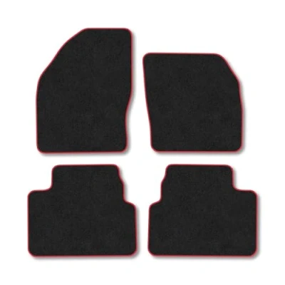 Image of Car Mats Compatible with Ford Kuga (2008 2012) Tailored Fit Red Carpet Floor Set Accessory Custom 4 Pieces Anti Slip Backing &amp; Binding Trim Edge