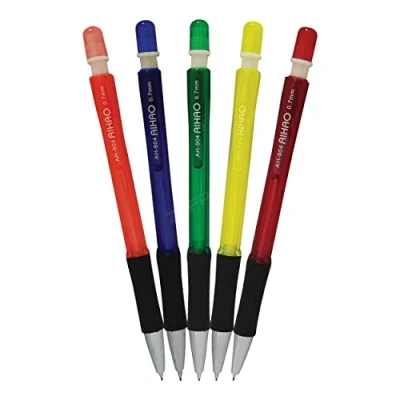 Image of ZOFAX 5 x 0.7mm HB Mechanical Pencils With Rubber Tip Assorted Colours Smooth Writing
