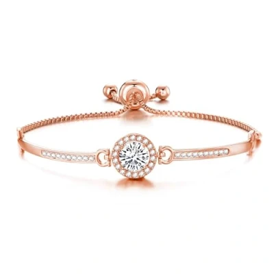 Image of Philip Jones Rose Gold Plated Halo Friendship Bracelet Created with Zircondia® Crystals