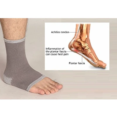 Image of Adjustable Plantar Fasciitis Elastic Ankle Support Sleeve Sore Ankles Pain Stabilisation Wrap for Injured Sub Acute Sprains, Edema &amp; Arthritis By Solace Care (MEDIUM)