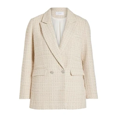 Image of Vila Women&#039;s Vitweedy L/S Blazer Jacket, Birch/Checks: Doeskin, 14