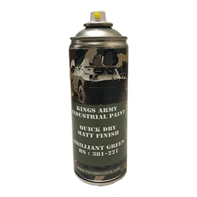 Image of Kings Army Brilliant Green Bs 381 221 Military Matt Spray Paint 400ml Vehicle Paint, Airsoft, Paintball, Model Maker Fishing