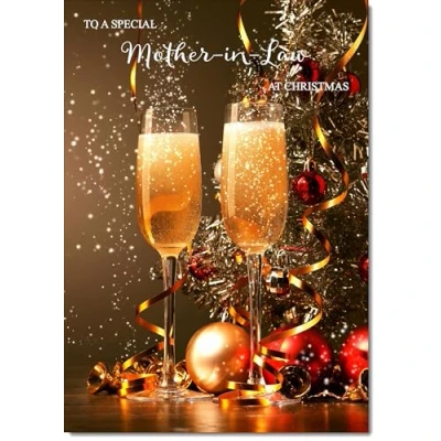 Image of doodlecards Mother in Law Christmas Card Champagne Medium Size for with Plain Envelope