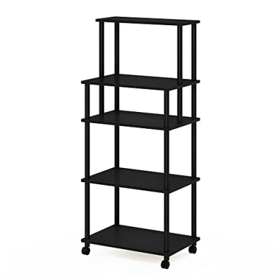 Image of Furinno Turn N Tube 5 Tier Toolless Kitchen Storage Cart, Americano/Black
