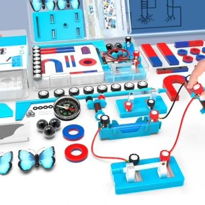 Image of Magnet for Kids Science Experiment Kits Electromagnet and Simple Circuit Kit Tools School Lab Education Physics Projects Icluding Bar/Ring/Horseshoe