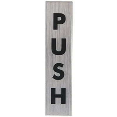 Image of Stewart Superior Push Sign Brushed Aluminium Acrylic 190x45mm Ref Bac126