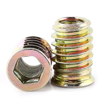 Image of 20pcs Carbon Steel Hex Socket Drive Insert Nuts Zinc Plated Head Nut Threaded for Wood Furniture (M8*20mm)