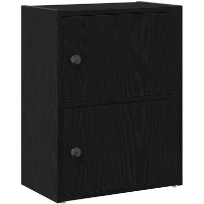 Image of vidaXL bookcase black oak engineered wood modern bookshelf/cabinet, 40x24x52cm for living room/office