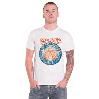 Image of Paradiso Clothing Aerosmith AERO Force ONE Print Tshirt, Women&#039;s, Size: XXL, White
