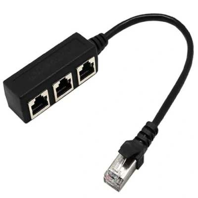 Image of NTEK Rj45 Ethernet Cable Splitter Network Adapter 1 Male to 3 X Female Lan Suitable Super Cat5, Cat5e, Cat6, Cat7 Socket Connector