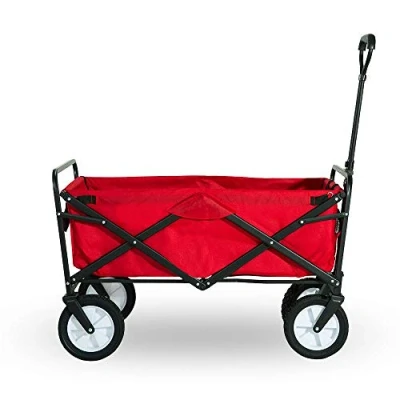 Image of Merax Folding Camping Cart Garden Wagon, 4 Wheeled Collapsible Festival Trolley, Portable Cart,Waste Wagon 150KG Capacity (red)