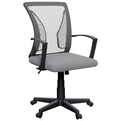 Image of Vida Designs Airdrie Office Chair With Arms Comfy Ergonomic Mesh Swivel Computer Height Adjustable Executive Desk (Grey)