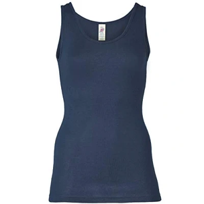 Image of Engel, Women&#039;s Sleeveless Thermal Vest, Organic Merino Wool/Mulberry Silk (UK 10 12 EU 38/40, Marine)