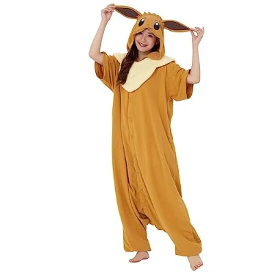 Image of SAZAC Kigurumi Pokemon Eevee Summer Onesie Jumpsuit Halloween Costume (X Large)