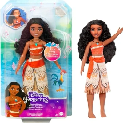 Image of Mattel Disney Princess Toys, Singing Moana Doll in Signature Clothing, Sings “How Far I’ll Go From the Movie, HLW16